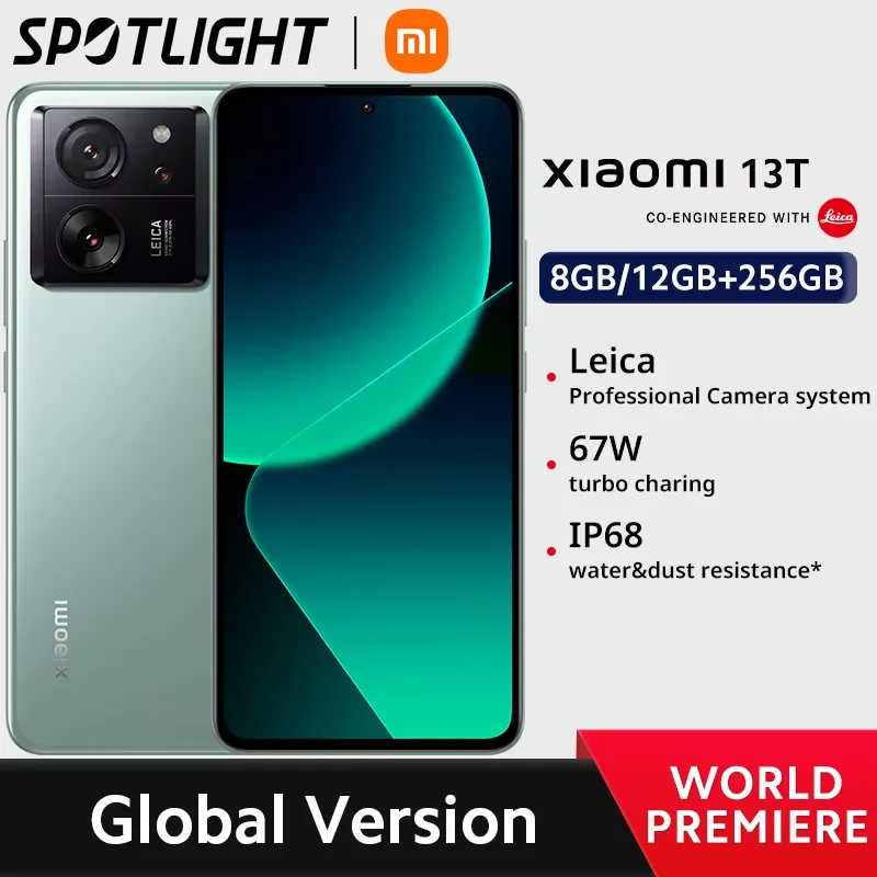 [Światowa premiera] Xiaomi 13T wersja globalna 50MP Leica kamera IP68 wyświetlacz AMOLED 144 Hz wymiar MTK 8200-Ultra 67W kierowanie