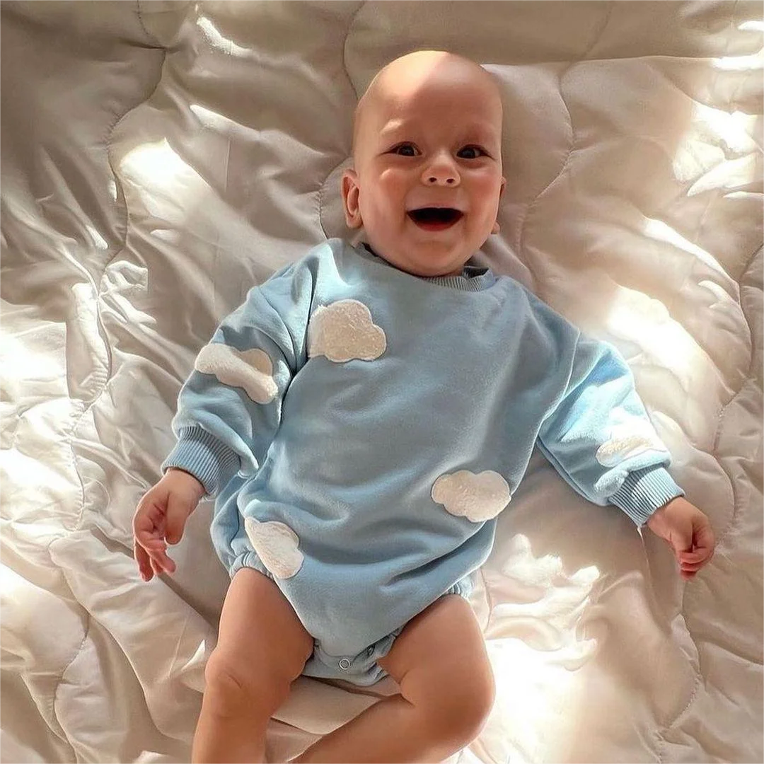 

2025 New Spring Baby Clothes Cloud Sweatshirt Romper Baby Girl Boys Long Sleeve Bodysuit Clothes Newborn 0 To 12 Months Jumpsuit