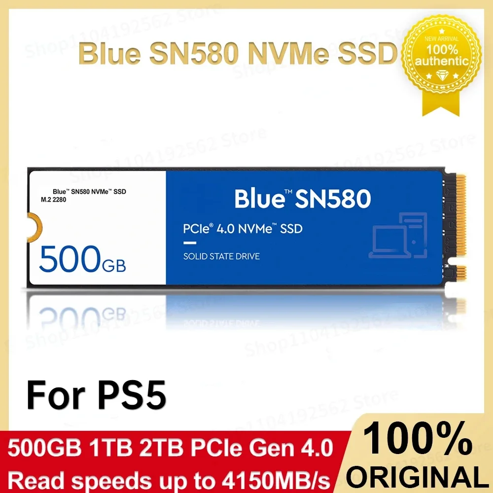 

Western original SN580 SSD WO Blue NVMe 500GB 1TB 2TB PCIe4.0 4150MB/s M.2 2280 Drives for PS5 Laptops Computer PC 100% Original