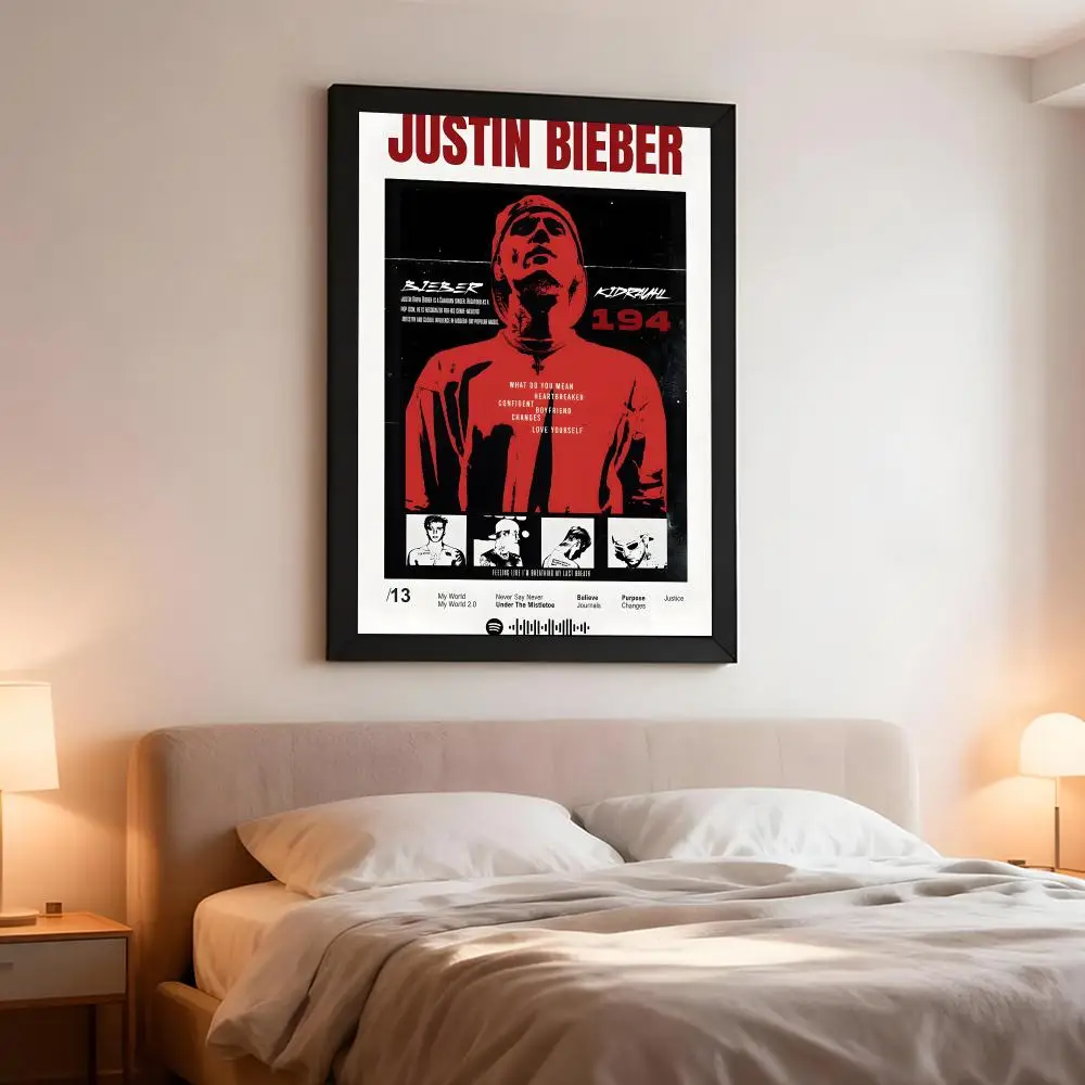 singer pop J-Justin Bieber Poster Artistic Instant Peel-Off Wall Decor Atmosphere Setter for Bedside & Shared Room