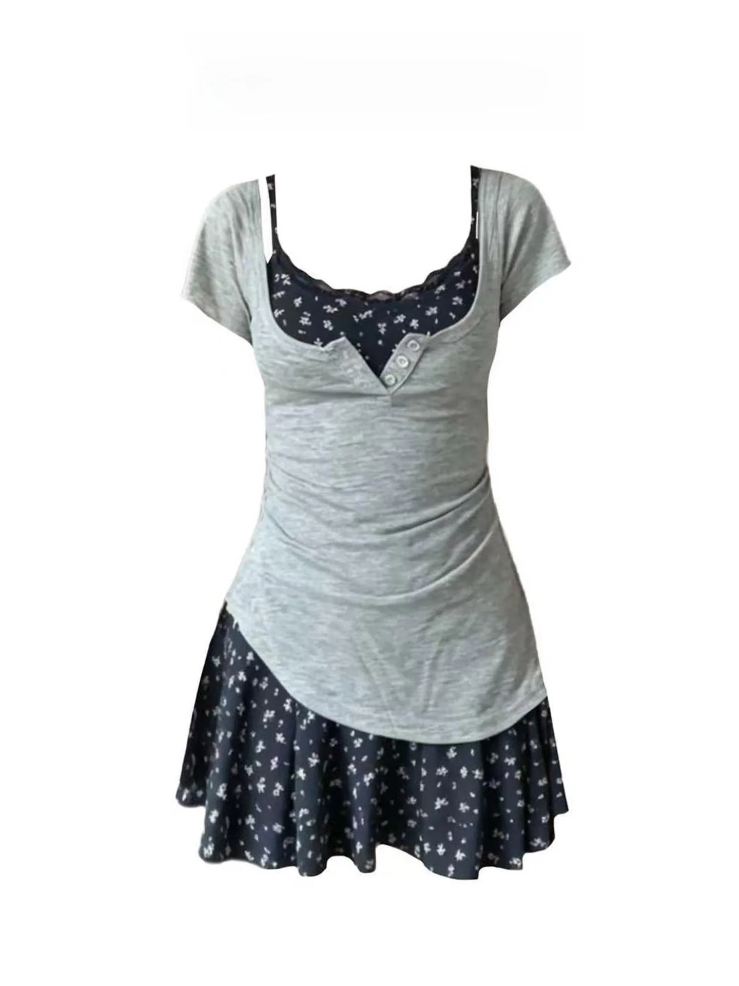 

Unique Beautiful Floral Halter Dress Summer Vacation Style Women's Short Skirt Set Breathable Casual Date Suitable Outfit