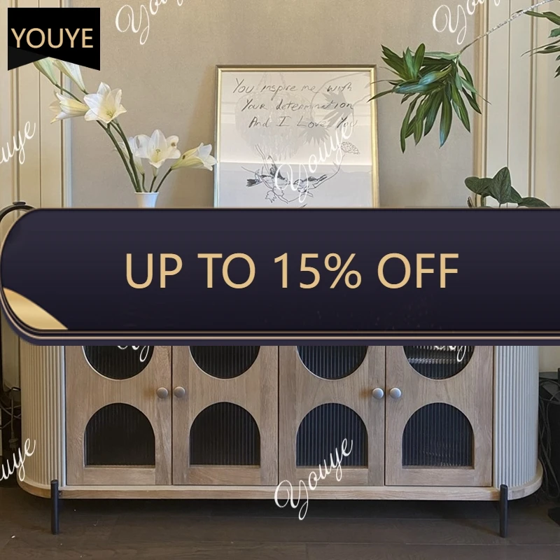 

N63 Nordic light luxury solid wood sideboard, American style entrance, modern simple living room decoration, wine cabinet,