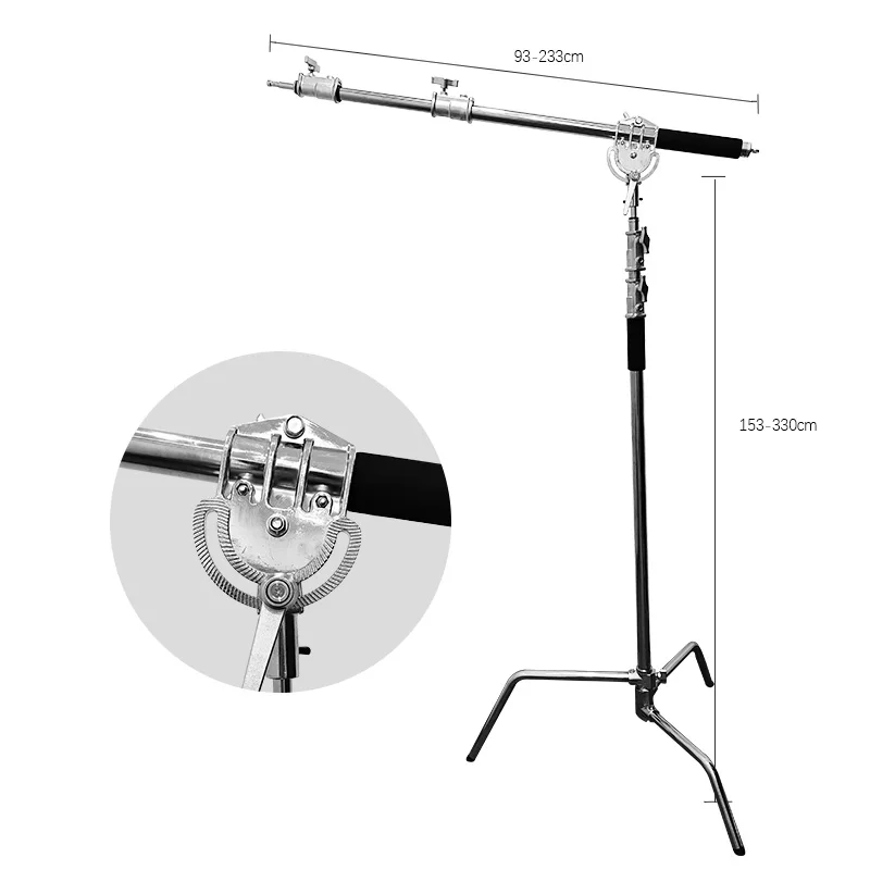 

Wholesale Stainless Steel Heavy Duty C Stand with Boom Arm Photography Light Stand with Heavy Duty Holding Arm
