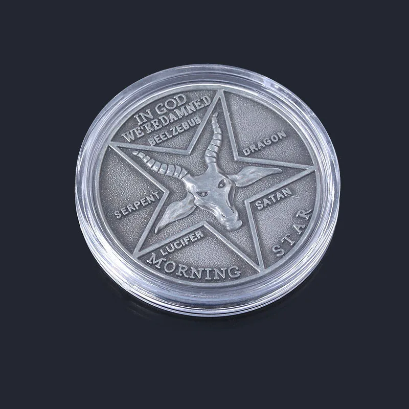 P-Jsmen TV Show Lucifer Morningstar Satanic Pentecost Cosplay Coin Commemorative Metal Coin Badge Halloween Accessories Prop