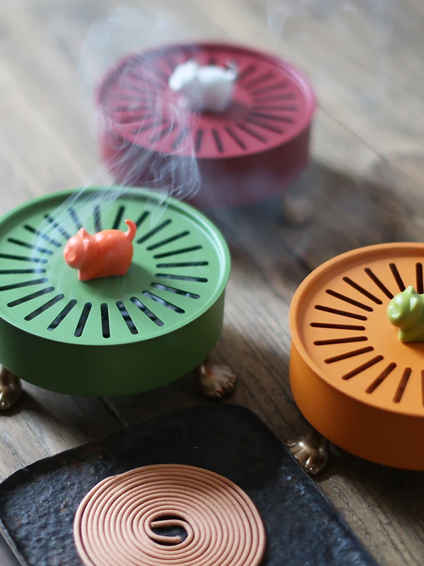 

Fireproof Wooden Incense Burner Indoor Aromatherapy Home Decorative Item with Tray Cover Japanese Sle Mosquito Coil Burner