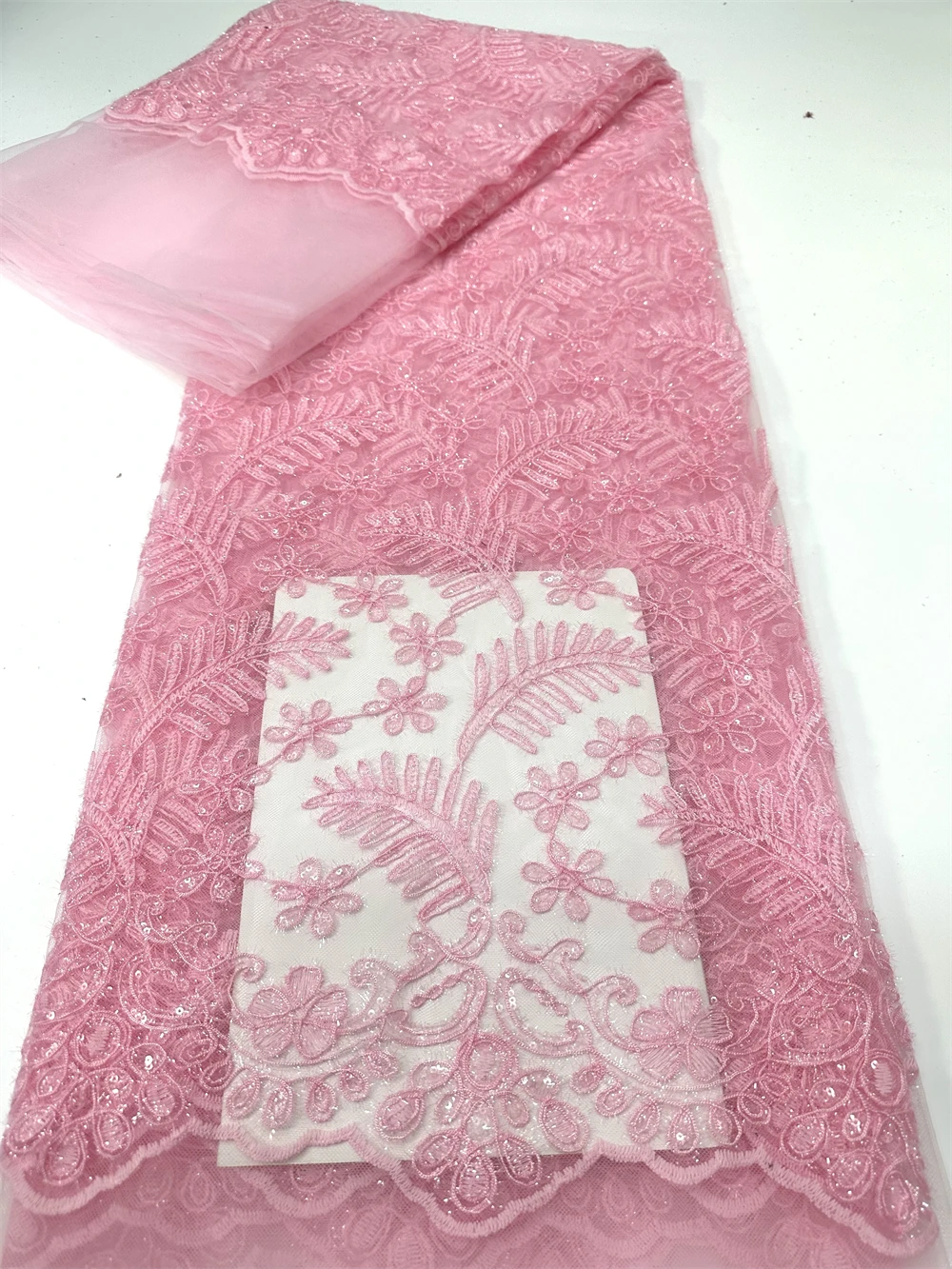 

Nigerian Sequins Lace Fabric High Quality African Lace French Tulle Sequin Embroidery Lace Fabrics For Party Dress Sewing 5Yards