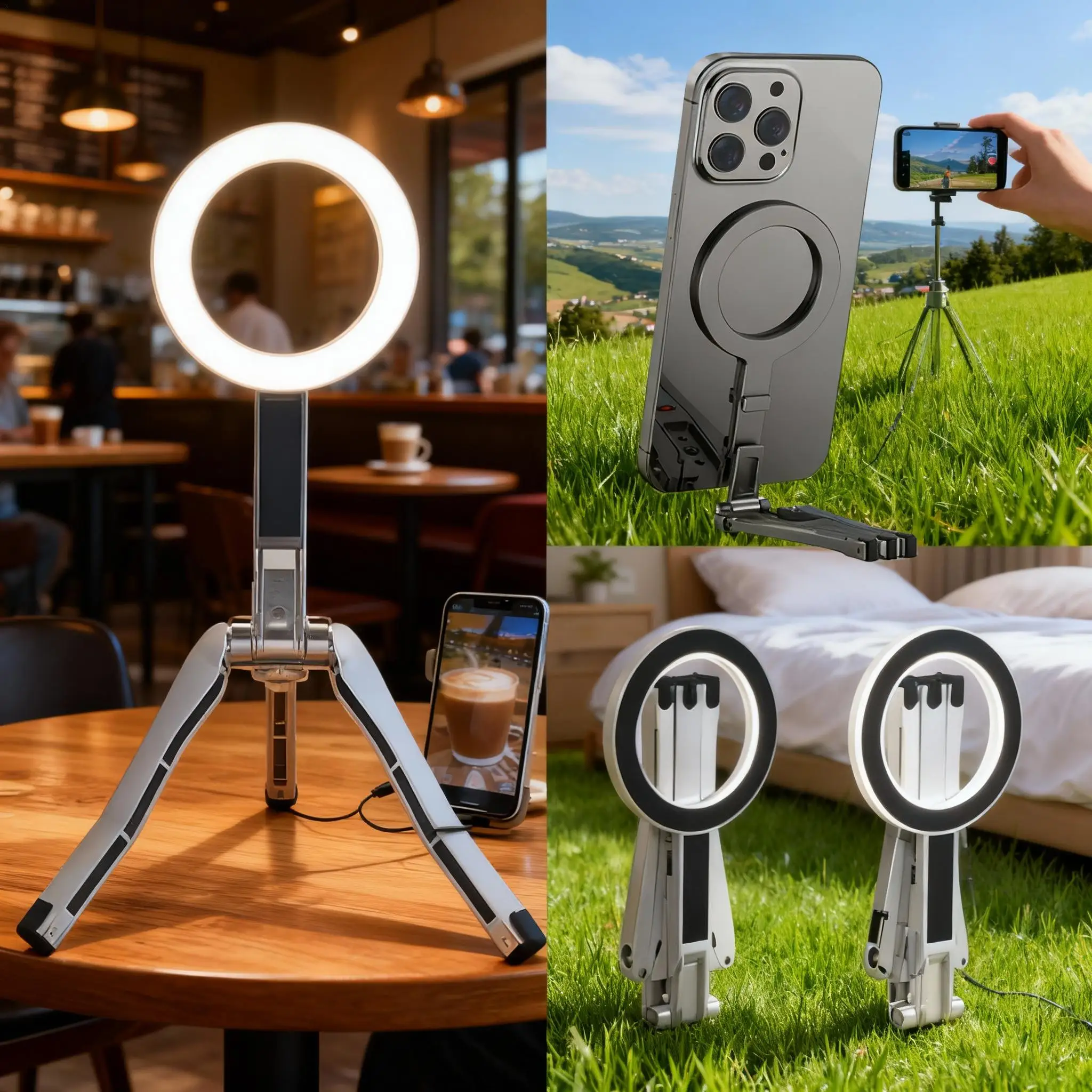 

Multi Functional Phone Stand Foldable Tripod Selfie Stick Desktop Stand Foldable Shooting and Live Streaming Stand