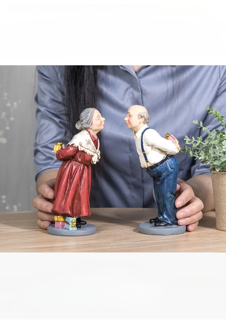 樹脂工芸品人工フィギュア彫刻老夫婦老人カップル結婚記念日装飾置物家