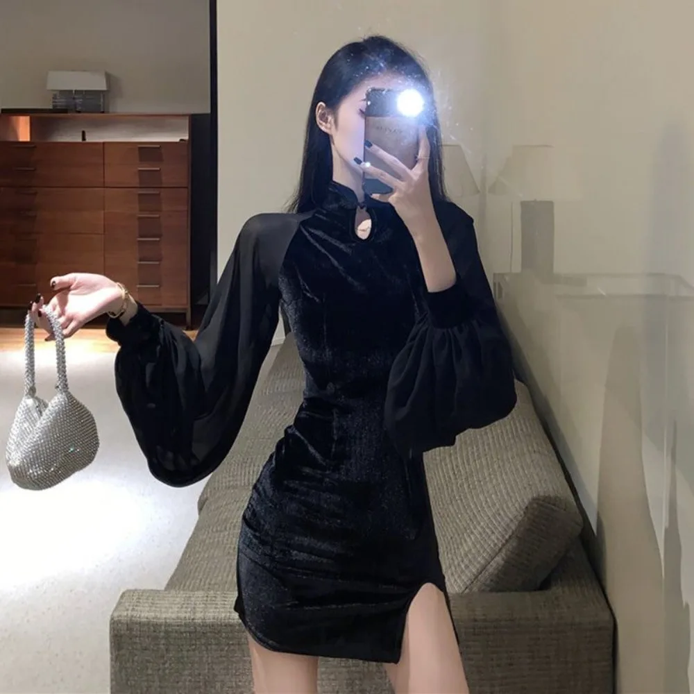 novo-vestido-qipao-de-outono-e-primavera-gola-alta-manga-lanterna-fenda-alta-cheongsam-de-veludo-justo-estilo-sexy-e-elegante-para-mulheres