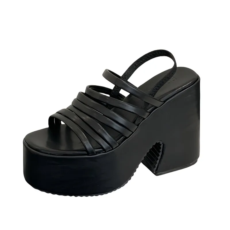

Womens Strappy Platform Sandals Fashion Open-toed High-heeled Sandals for Women Designer Square Toe Wedge Sandal Sandalias Mujer