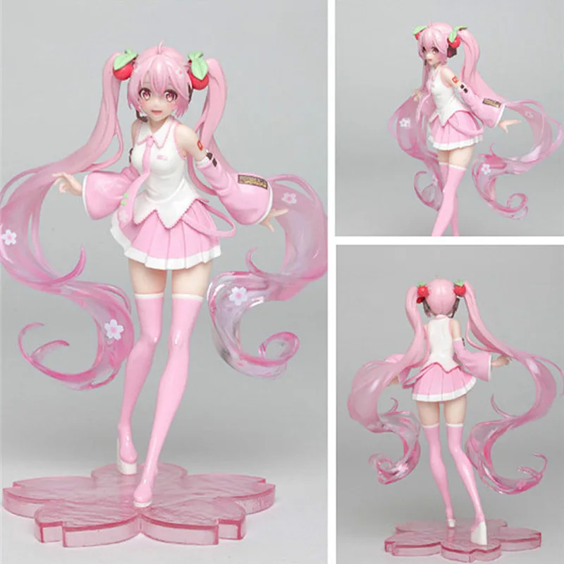 18cm hatsune miku flor de cerejeira dança linda menina anime modelo artesanal figuras de ação desktop caso decoração ornamento presente