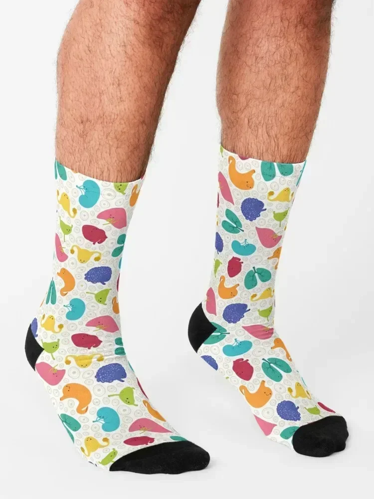 Orgános lindos - calcetines de colores del arco iris calcetines deportivos personalizados de tobillo de compresión hombres mujeres