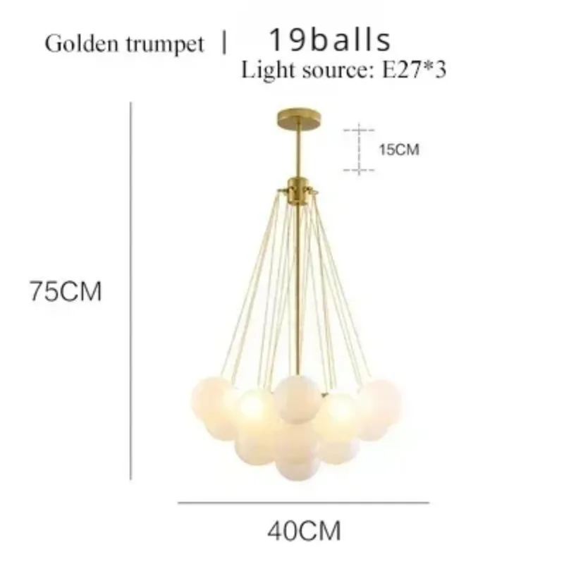 Modern Glass Ball Hanging Chandelier for Living Dining Table Room Decoration Kitchen Lamps Gold Black LED Ceiling Pendant Light