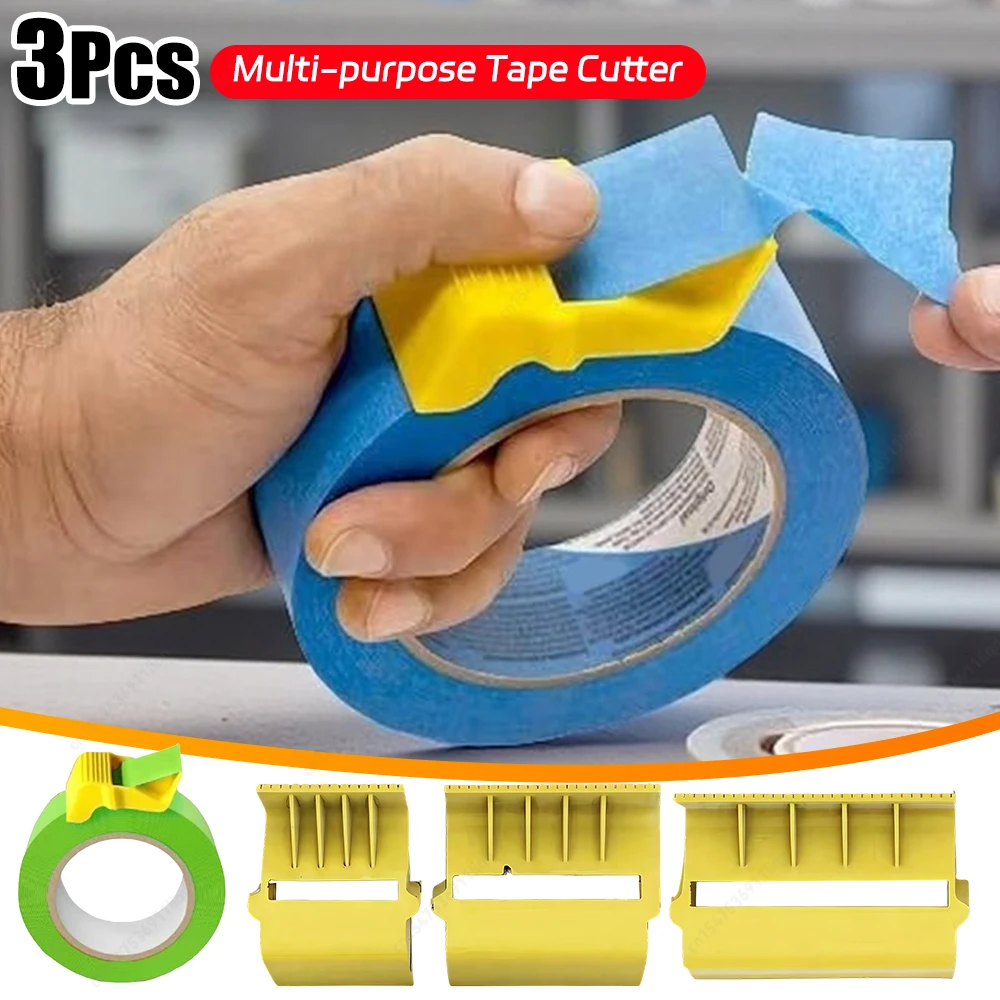 3Pcs Portable Tape Cover Tape Cutter Multi-purpose Painter Craftsman Painting Tape Divider Convenient Tape Dispenser for Home