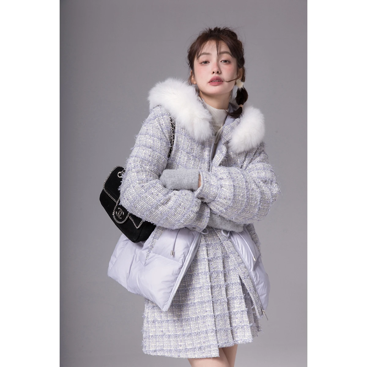 

COTRE Independent Design Star Purple down Jaet Set Practical Aesthetic Patchwork Women's Casual Sle Warm Coat