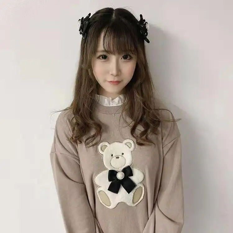 القوس النسائي للشعر الوردي Lolits لينة الإناث الراين اللؤلؤ مقاطع الشعر Jirai Kei دبوس الشعر المؤنث إكسسوارات الشعر