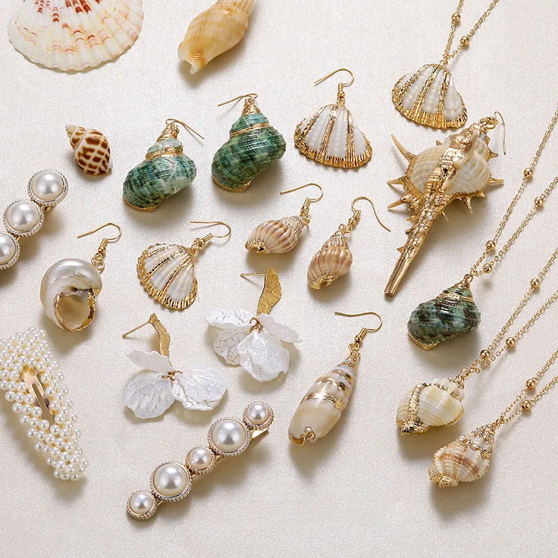 Pendientes de concha bohemios para mujer, aretes de gota de festón de mar colorido, gancho de playa a la moda, regalos de joyería de verano