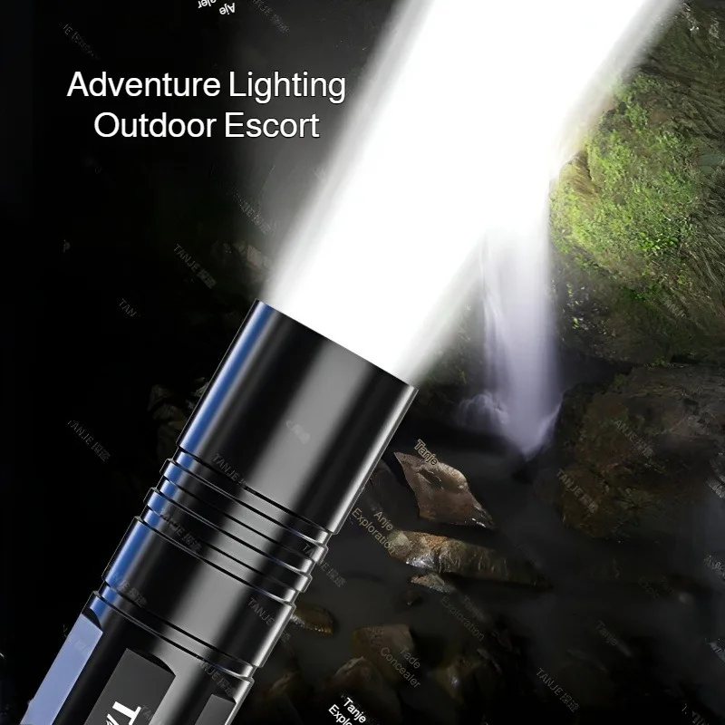 Outdoor Flashlight Small Mini Lighting Strong Light Portable Super Bright Rechargeable Hand Lamp for Hiking/Camping/Emergency