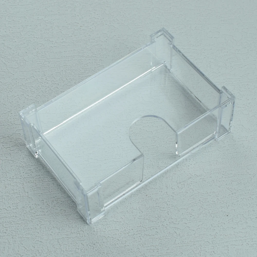 حامل بطاقات عمل لسطح المكتب من الأكريليك الشفاف مع غطاء قلاب، صندوق رف مكتب شفاف، حامل عرض للتخزين واللوازم المكتبية