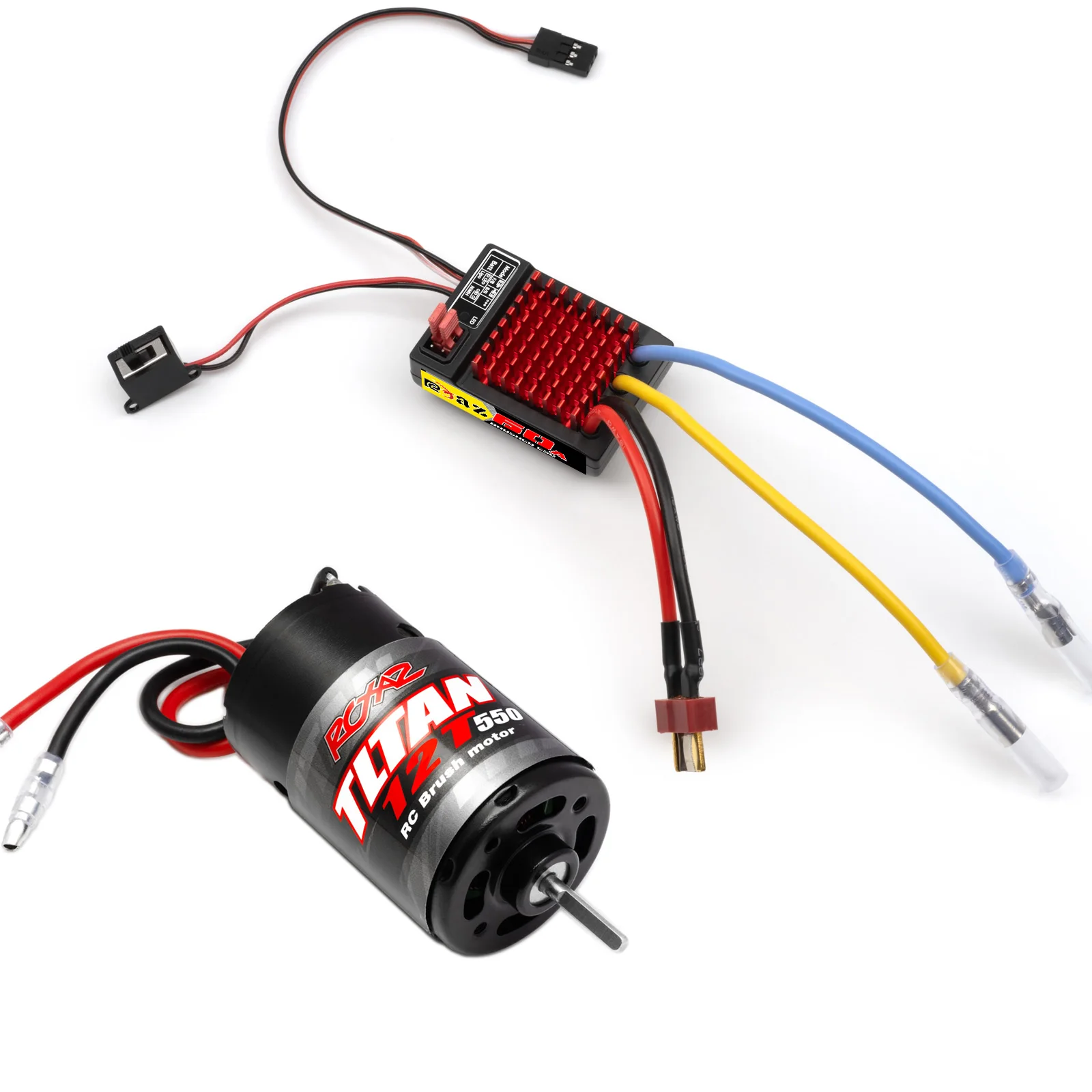 RCXAZ Brushed Power Kit 550 Motor 60/320A ESC BEC 6V/2A Geeignet für 1/10 Crawler Offroad Truck Buggy TRX4 TRX6 Axial SCX10 II III Redcat Gen7 Gen8 V2 RC4WD D90 RC Auto Upgrade-Teile