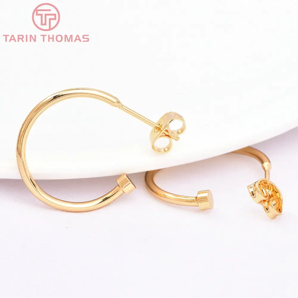 Ganchos de latón con tapón trasero para pendientes, accesorios de joyería Diy de alta calidad, 6 piezas, 20MM, 24K, Color dorado, 2102