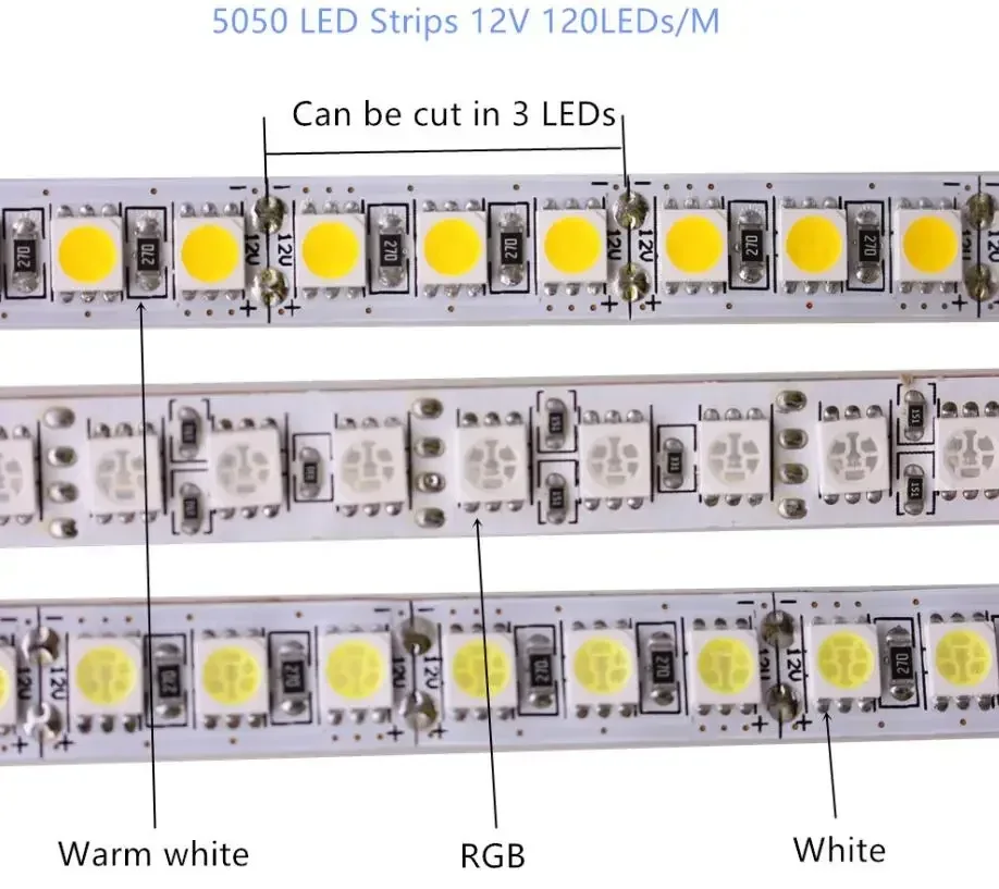 DC12V 24V 5M 5050 60/120LEDs/m RGB CCT NW 4000K 5025 LED Strip RGBW RGBWW white  RGB LED Light Strips Flexible Tape