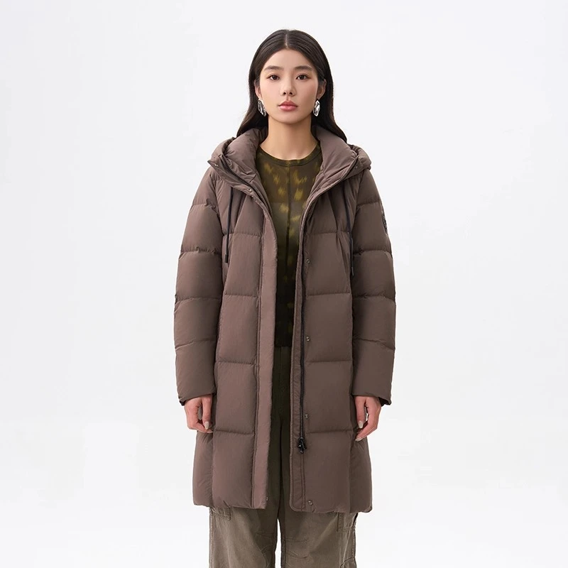 Chericom Lange Damen-Winter-Daunenjacke 2022, neu in warmen Daunenmänteln mit Kapuze, solide, einfache Pendeln, stilvoller Mantel für Damen Y309165Y