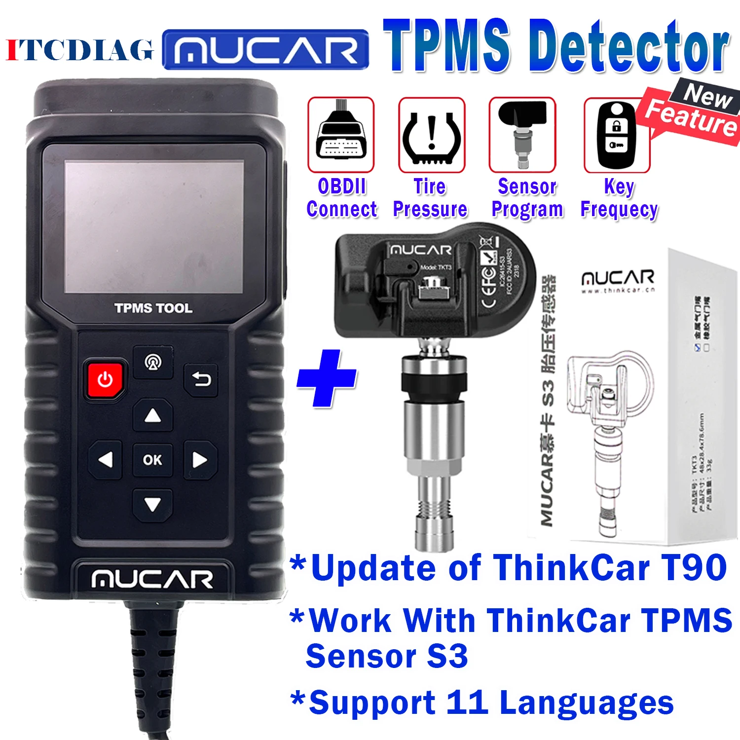 

Mucar TPMS T90 & S3 Personal Use Activate Tool OBD Programmer Car Fault Code Tire Pressure Sensor PK Xhinkcar THINKCAR T90 G2 S3