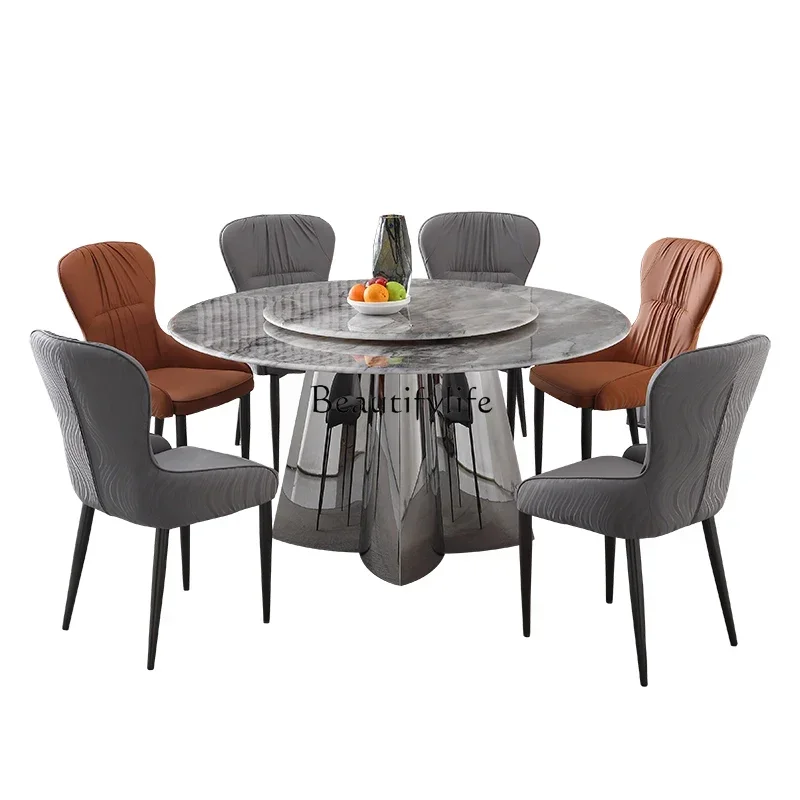 

PG45Natural supercrystalline stone dining table Modern simple high-end light luxury marble dining table