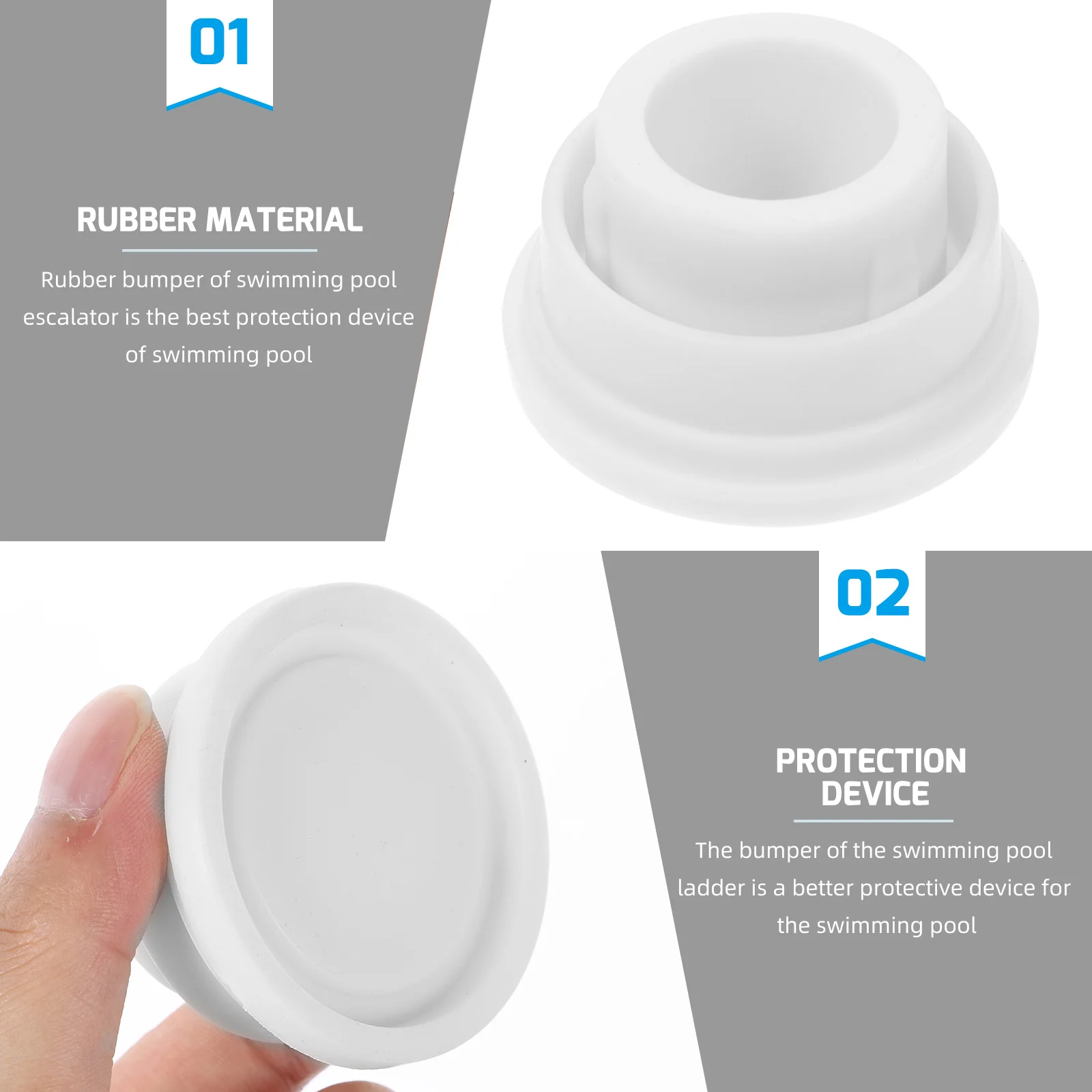 

2Pcs Underwater Pool Ladder Bumpers Heavy Duty Rubber Stopper Plugs Replace Worn Ladder Caps Fit All Standard Pool Steps Secure