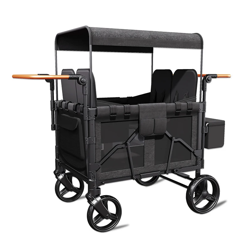 

Extended Stroller for Quadruplets Foldable Travel Stroller with Roof for Seating and Reclining Quadruplets