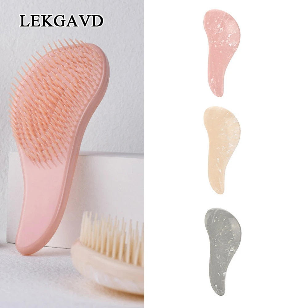 Marbled Soft Tooth Comb Anti-static Hair Brush Handle Entangle Detangling Comb Shower Massage Comb Salon Hair Styling Tool