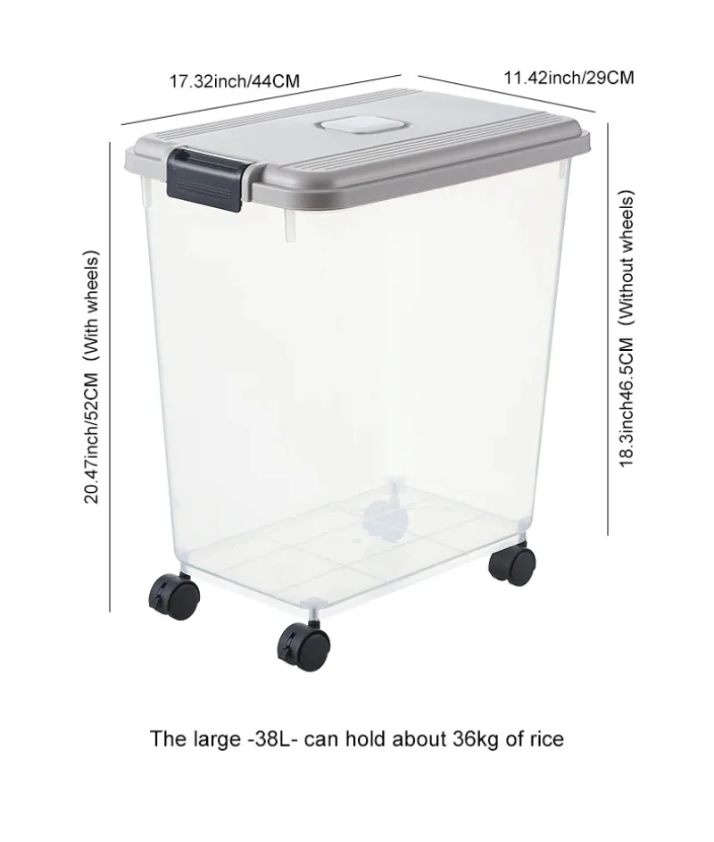 

Household Sealed Rice Bucket Food-Grade Storage Container Insect-Proof Moisture-Proof Grain Box for Kitchen Pantry