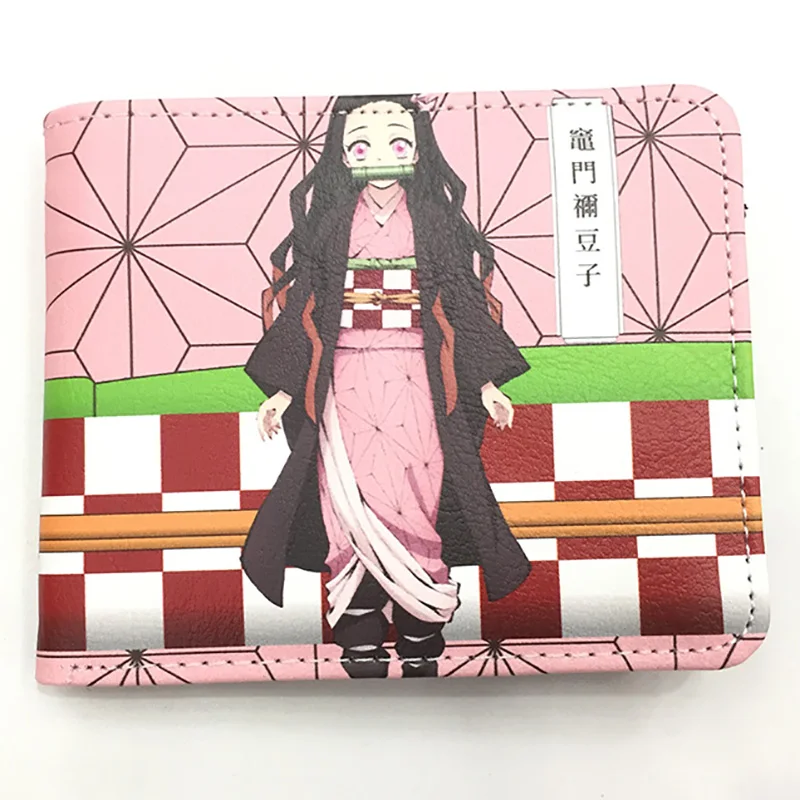 Demon Slayer Kimetsu No Yaiba Tanjiro Kamado monedero corto con bolsillo para monedas para estudiantes, hombres y mujeres