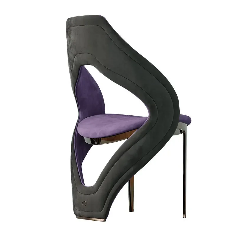 

Light luxury dining chair Modern minimalist designer high-end single chair Villa model room backrest armchair