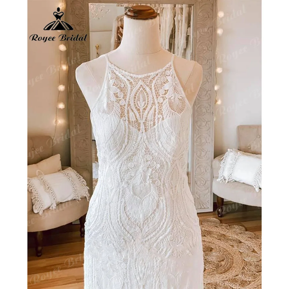 Ren Boho Đi Biển Nàng Tiên Cá Váy Cưới Nữ Không Tay 2023 Sang Trọng Áo Dây Áo Cưới Cho Cô Dâu Vestidos De Novias