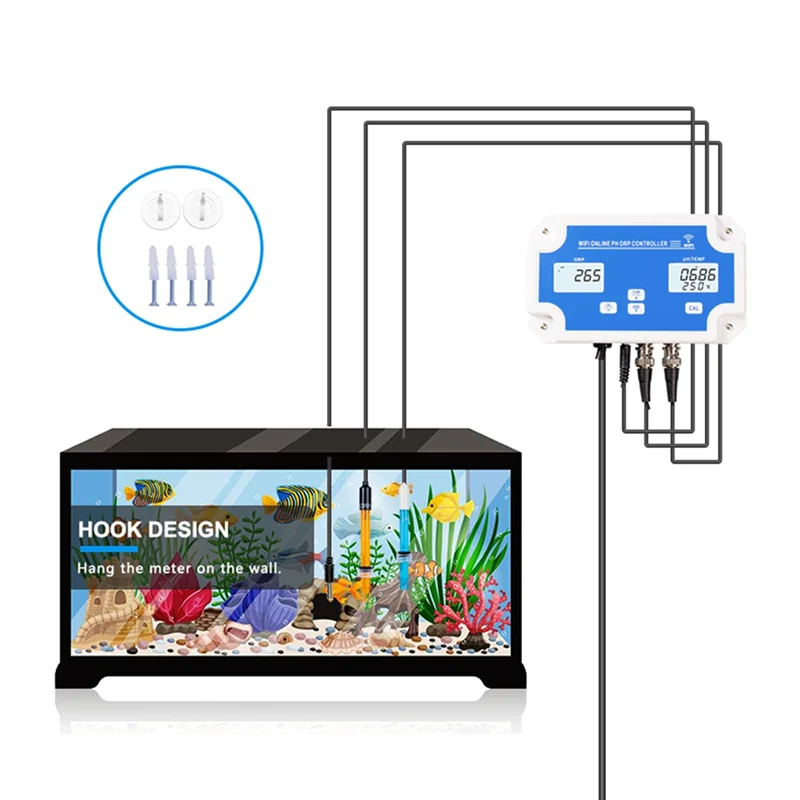 Detector de calidad del agua W2839 3 en 1, Wifi, electrodo de PH/ORP/TEMP, sonda tipo BNC para Monitor hidropónico de acuario