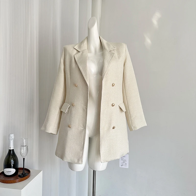 LUZHEN-Blazer croisé pour femme, manteau de luxe élégant, veste trempée pour femme, document solide, tempérament, mode automne, Uto 2533, 2024