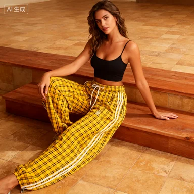 시미타르 팬츠 여성용 빈티지 봄 대나무-면 오버사이즈 카고 스타일 아웃도어 와이드 레그 멀티 포켓 미니멀리즘 Y2K