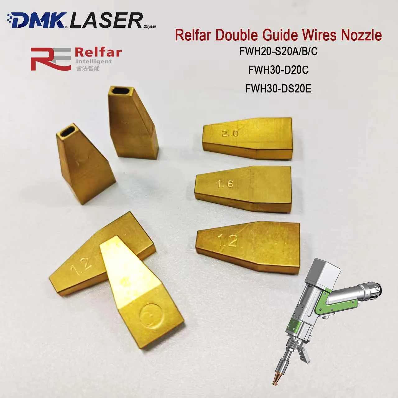 Relfar Laser Welding Head Double Guide Wire Nozzle FWS-02A Wire Feeder Accessories 2-Wires For FWH20-S20C FWH30-D20C FWH30-DS20E