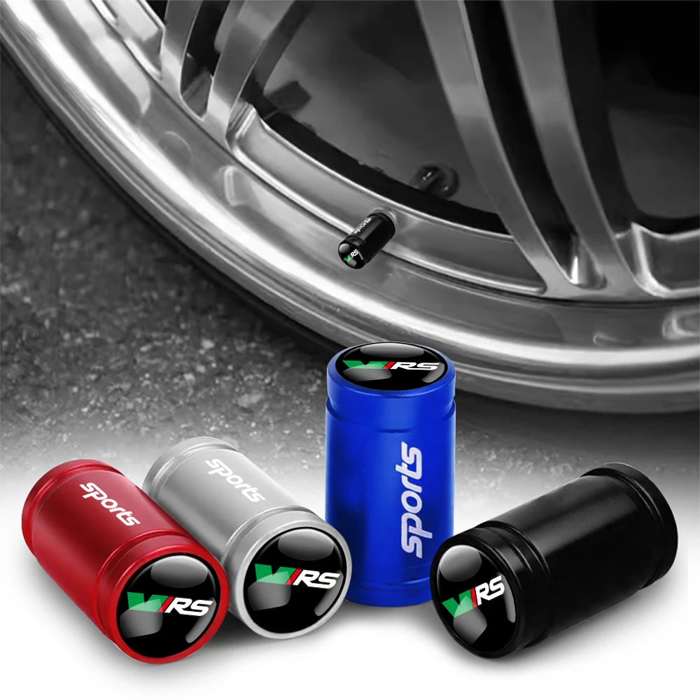 4pcs Car Wheel Tire Valve Caps Tyre Rim Stem Covers for Skoda S Octavia Kodiaq Superb Yeti 2 A7 Tour VRS Rapid Kodiak Fabia VII
