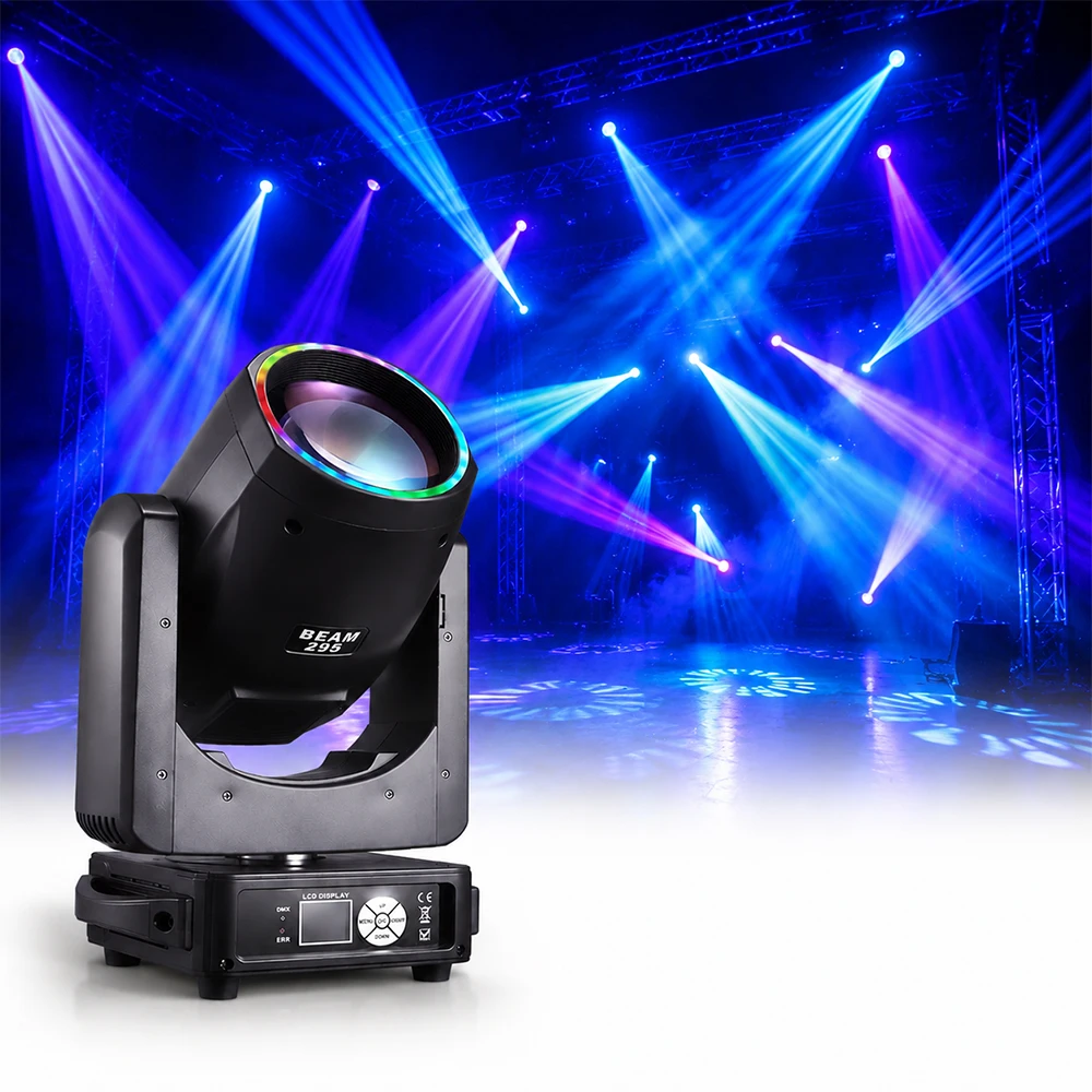 295W Moving Head Beam Light Color Wheel Gobo Wheel Double Prism RGB LED Effect DMX512 Stage Lighting for DJ Club Concert Event