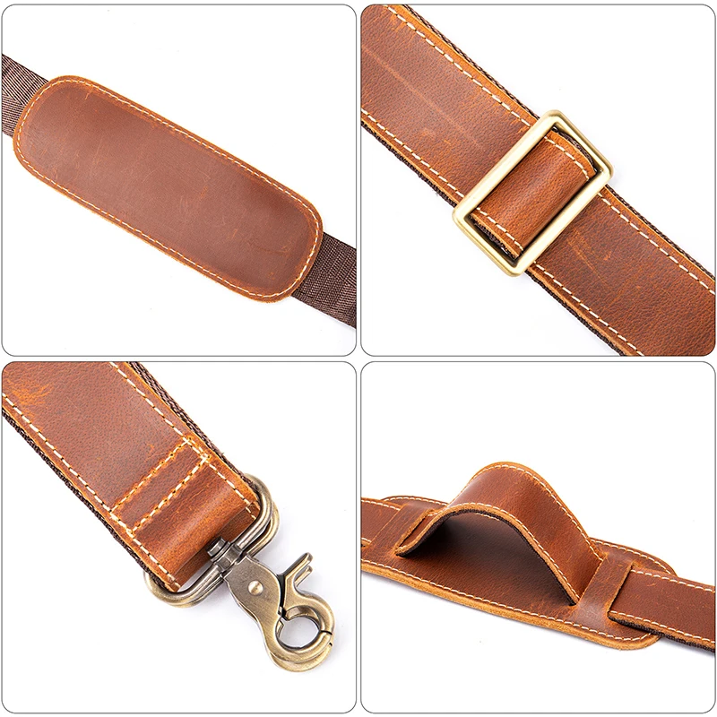 Genuine Leather Bag Strap Men Shoulder Bag Strap Handbag Wide Long Belt real Leather Replacement Strap Adjustable Belt