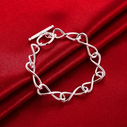 Fine 925 Sterling Silver twisted circle style shape chain Bracelet For Women luxury fashion party Wedding Jewelry lovers gift