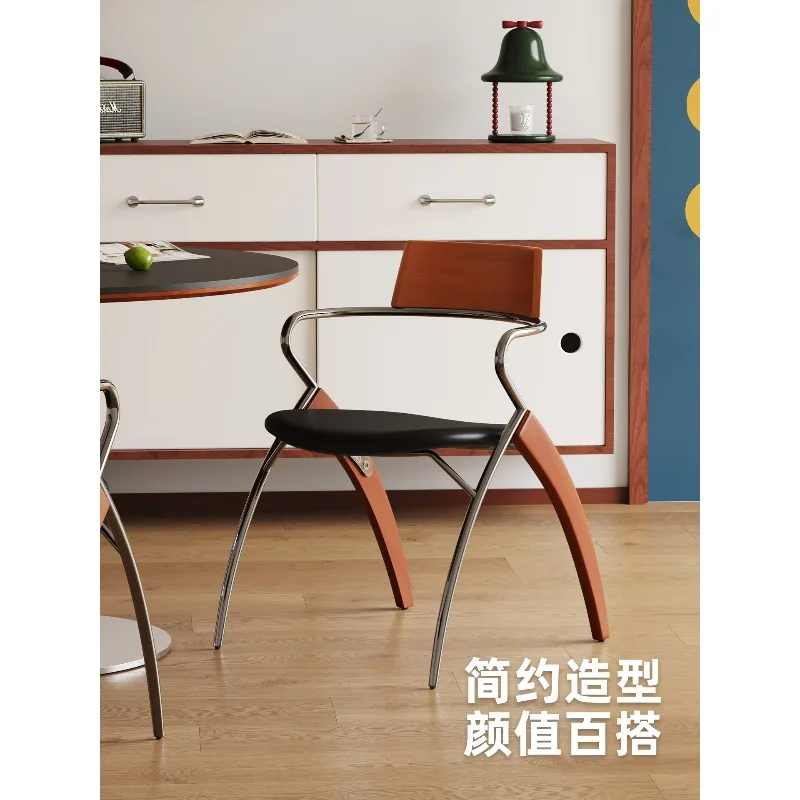 كرسي طعام منزلي بمسند ذراع عتيق وحقيبة ناعمة كرسي من الخشب الصلب Bauhaus بسيط وخفيف الوزن وفاخر جديد