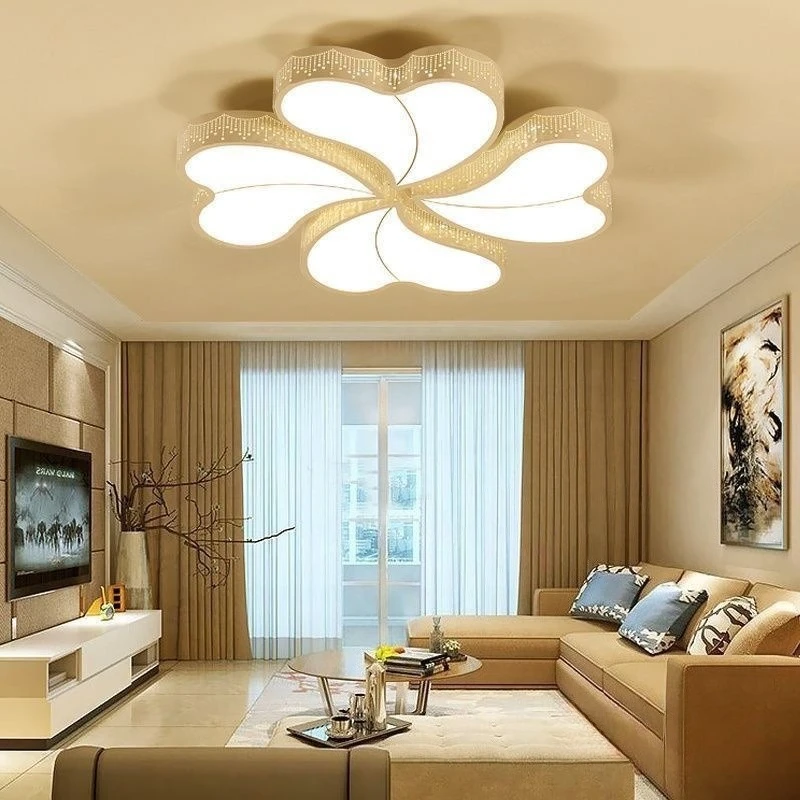 Four Leaf Clover LED Ceiling Light Heart Shaped Warm Romantic Lamp for Living Room Bedroom Kids Room Creative Home Lighting Led