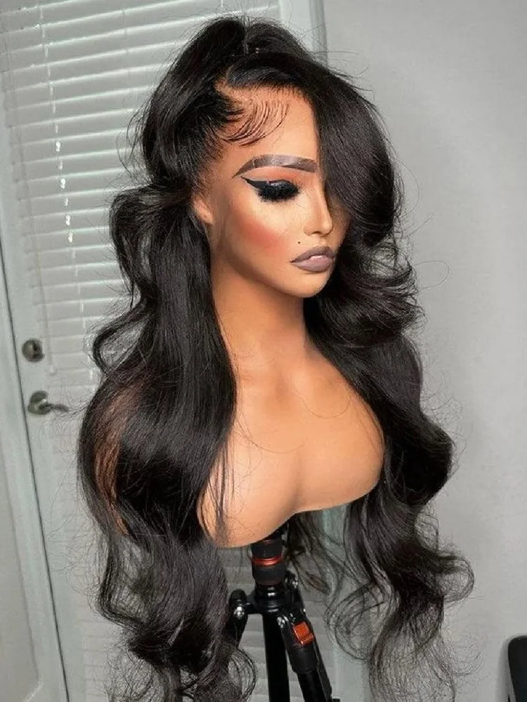Peruwiański 32-calowy 13x4 Przezroczysty koronkowy przód Peruka z ludzkich włosów dla kobiet Body Wave Pre Plucked Wigs Human Hair