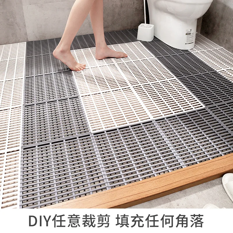 New Striped Bathroom TPE Anti Fall Foot Mat Splicing Anti Slip Pad Waterproof Hollow Out