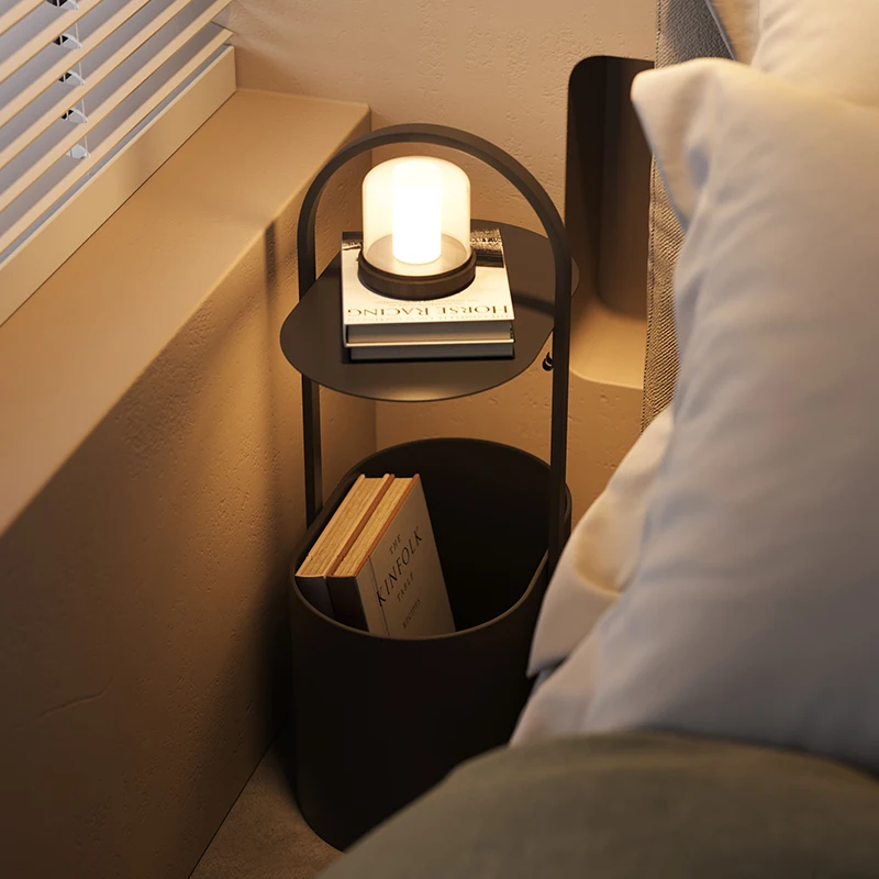 Ultra Slim Nightstand Space-Saving Narrow Bedside Table for Small Bedrooms Modern Minimalist Storage Cabinet with Organizer