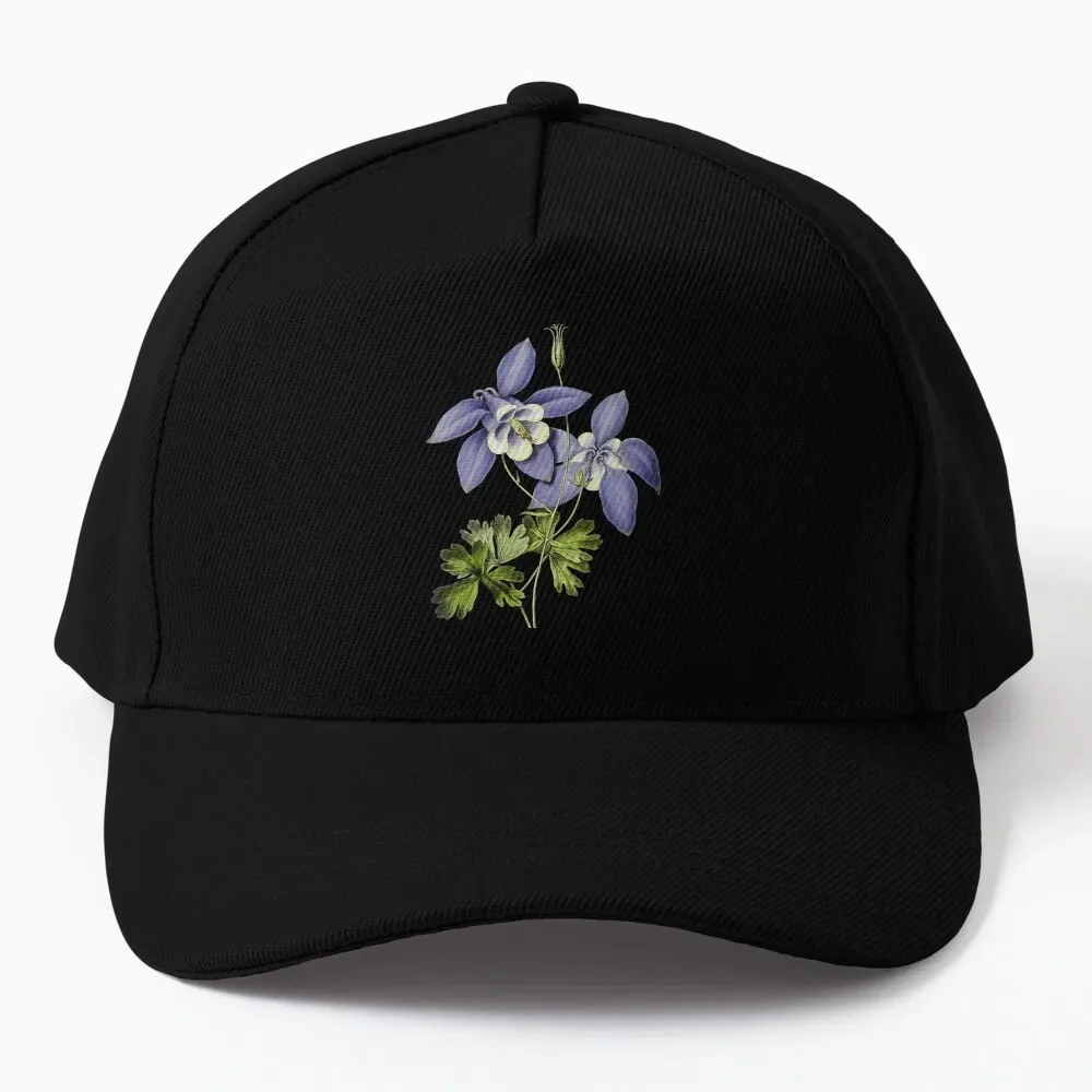 Violet Columbine Flower Illustration Baseball Cap funny hat party hats custom hats Snap Back Hat Hats For Men Women'S